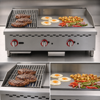 Thumbnail image #3 for 36-Inch Countertop Natural Gas Griddle and Charbroiler Combo, 24-Inch Griddle, 12-Inch Charbroiler