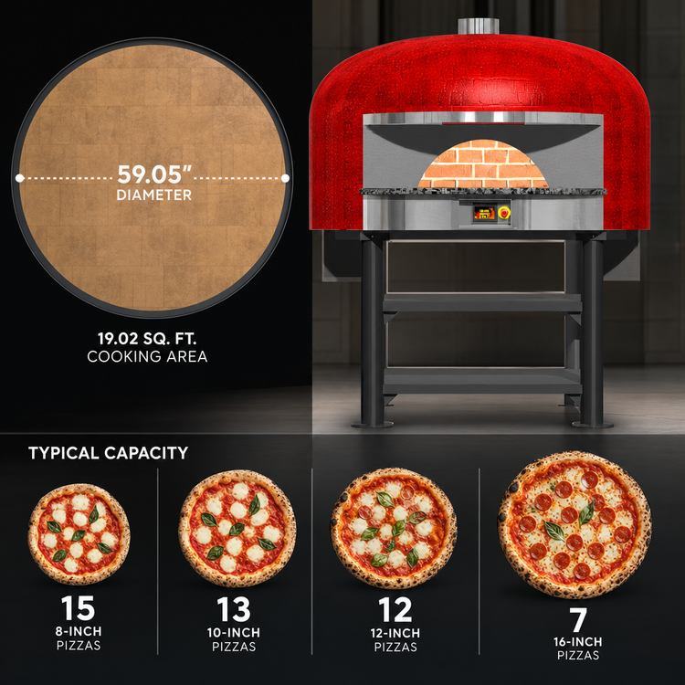 Product image #3 for Marra Forni Neapolitan Gas-Fired Brick Pizza Oven with 59-Inch Round Cooking Deck and Stand