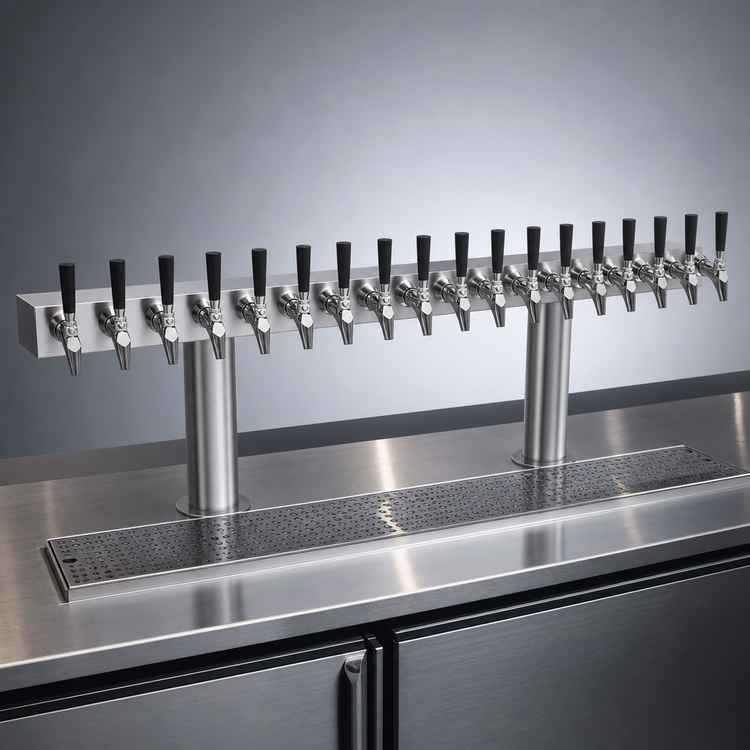 Product image #3 for Krowne Double T-Head 16-Faucet Glycol-Cooled Countertop Beer Tower
