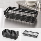 Thumbnail image #4 for American Metalcraft BNRB156 Rectangular Nestable Black Metal Serving Basket, 15 x 6 Inches Case of 12