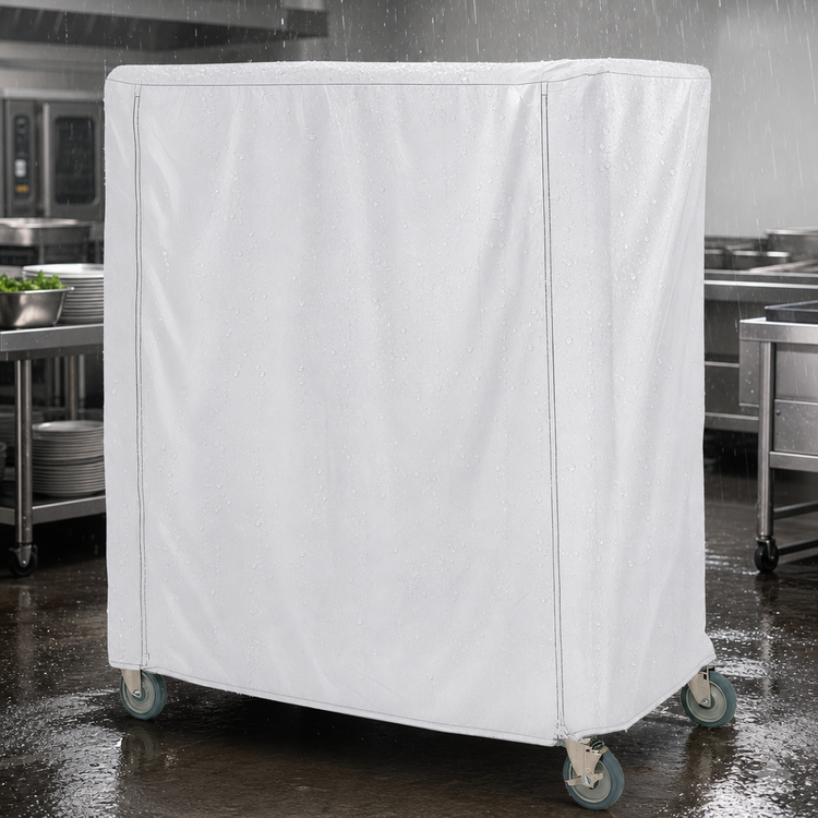 Product image #3 for Metro Waterproof White Vinyl-Nylon Cart Cover for 48 x 18 x 62 Inch Queen Mary and Banquet Cart