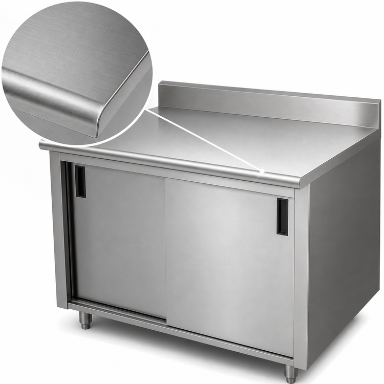 Product image #3 for Advance Tabco 60 Inch x 24 Inch Enclosed Work Table with Cabinet Base, Sliding Doors, and 5 Inch Backsplash