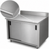 Thumbnail image #3 for Advance Tabco 60 Inch x 24 Inch Enclosed Work Table with Cabinet Base, Sliding Doors, and 5 Inch Backsplash