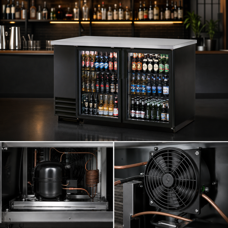 Product image #3 for True 2-Section Glass Door Back Bar Cooler, 58-7/8 Inch Wide, Stainless Steel Top