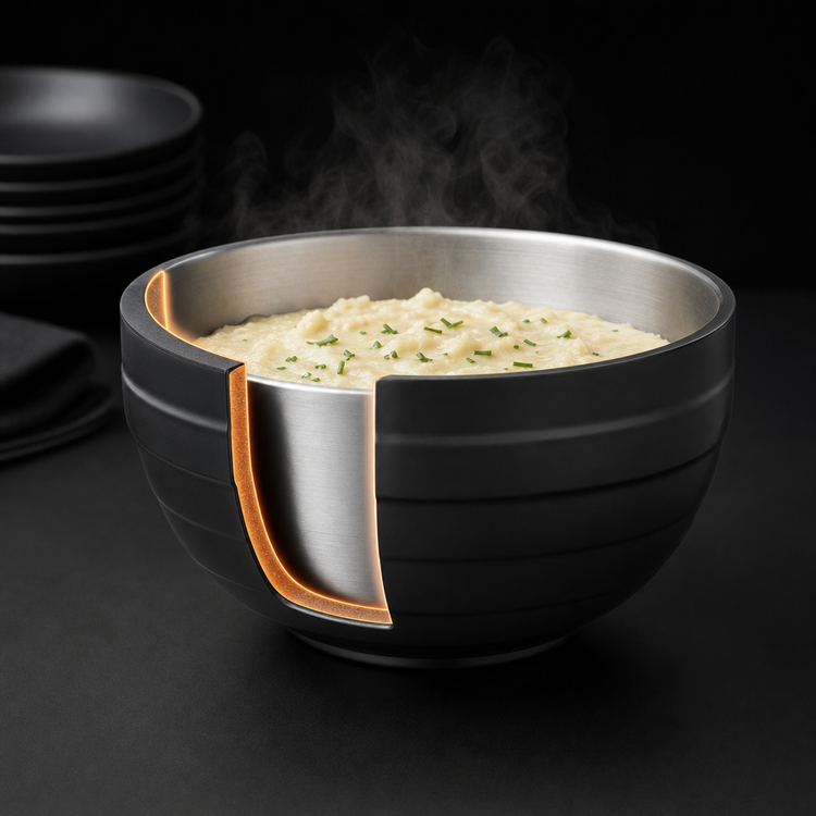 Product image #4 for Vollrath 3.4 Qt Round Double Wall Insulated Serving Bowl, Black Exterior/Satin Stainless Steel Interior