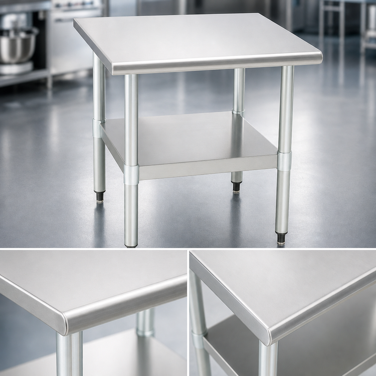 Product image #3 for Eagle Group 36 Inch x 36 Inch Stationary Stainless Steel Mixer Stand with Adjustable Undershelf
