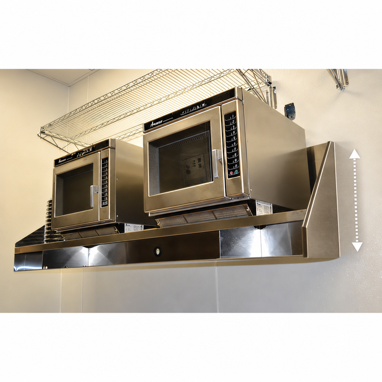 Product image #3 for Advance Tabco 48-Inch Wall-Mounted Stainless Steel Shelf with 16-Inch Backsplash and Partitioned Undershelf