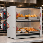 Thumbnail image #4 for Metro Metro2Go GG2CD-HS1842 2-Shelf Countertop Hot Food Display with Sliding Polycarbonate Doors, Pass-Thru Open Back, 120V