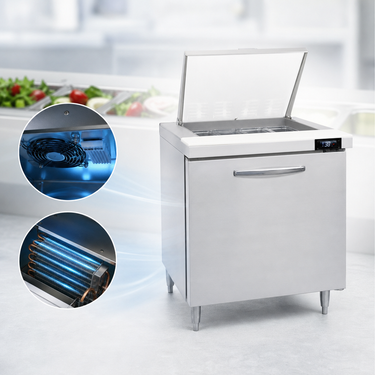 Product image #3 for Continental Refrigerator D32N12M Designer Line 32-Inch One-Section Mighty Top 12-Pan Sandwich Prep Refrigerator