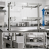 Thumbnail image #3 for BK Resources APQ-36 Adjustable 360-Degree Table-Mounted Stainless Steel Pot Rack, 36 Inch W x 50 Inch H