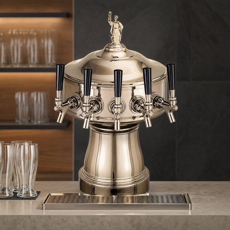 Product image #3 for Perlick Gambrinus 4-Faucet Glycol-Cooled Countertop Draft Beer Tower, Polished Chrome