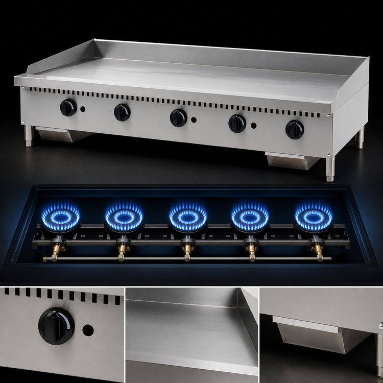 Product image #3 for Serv-Ware 60-Inch Manual Natural Gas Commercial Griddle with 5 Burners