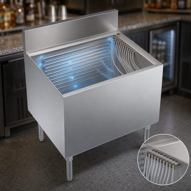 Product image #3 for Krowne Royal Series 30-Inch Underbar Ice Bin/Cocktail Unit with Built-In 10-Circuit Cold Plate