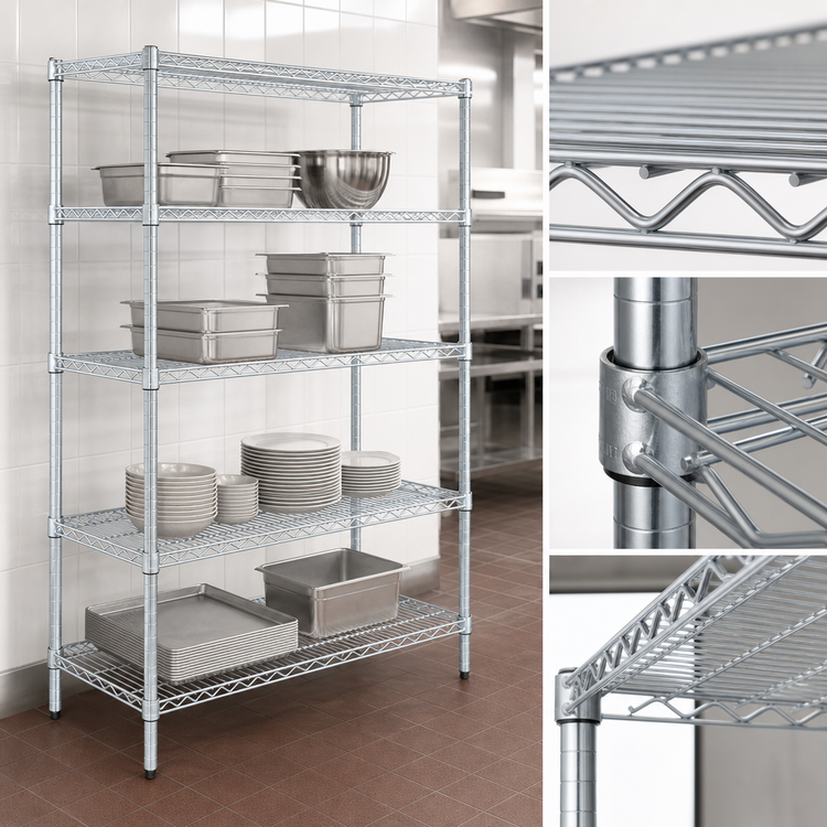 Product image #3 for EAGLEbrite 4-Tier Stationary Starter Wire Shelving Unit, 48W x 18D x 74H, Zinc Finish