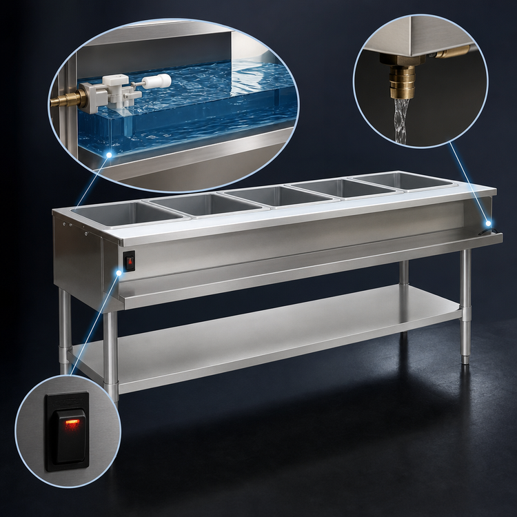 Product image #3 for Eagle Group WT5-208 Electric (5) Pan Water Bath Hot Food Table