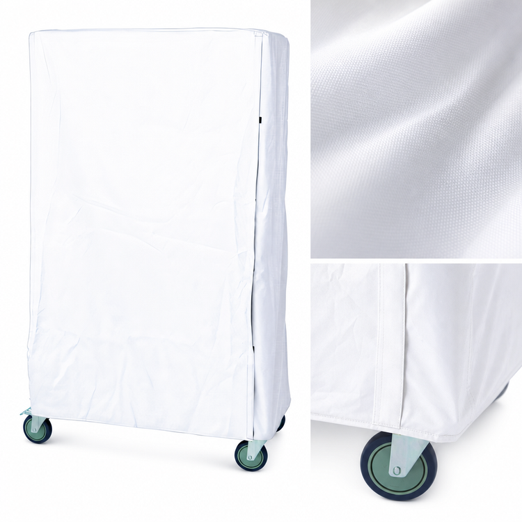 Product image #3 for Quantum 24" x 48" x 74" White Nylon Wire Cart Cover with Zipper Flap
