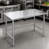 Thumbnail image #3 for Advance Tabco 84-Inch x 24-Inch 14-Gauge 304 Stainless Steel Work Table with Open Galvanized Base and Non-Drip Edge