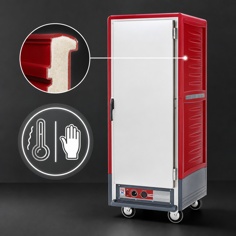 Product image #3 for Metro C5 3 Series Full-Height Mobile Heated Holding and Proofing Cabinet with Red Insulation Armour, Solid Door, and Lip-Load Slides