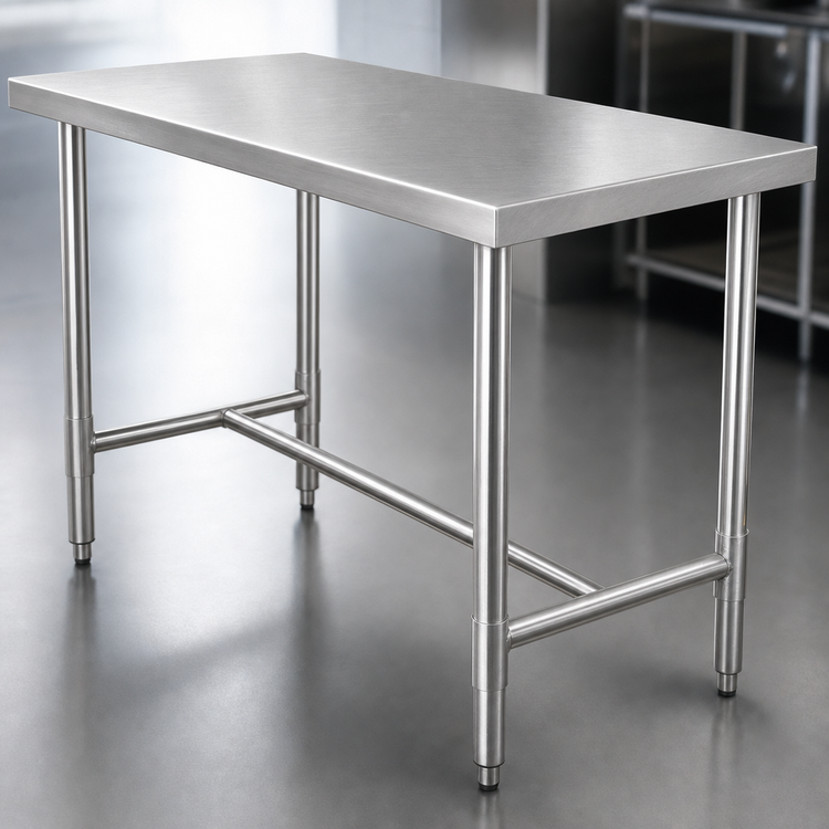 Product image #3 for Heavy Duty Stainless Steel Work Table with Open H-Frame Base, 84W x 24D x 36H