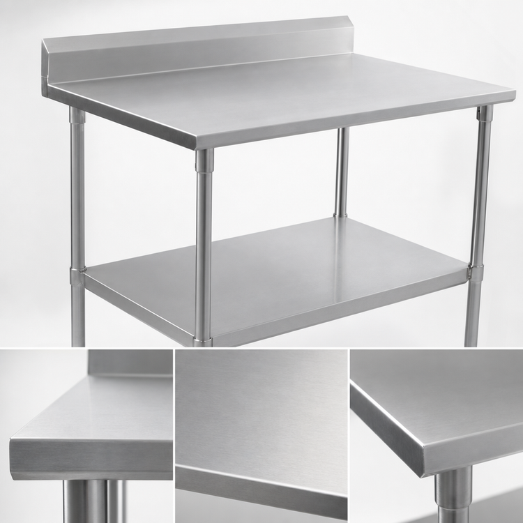 Product image #3 for John Boos Stallion Stainless Steel Work Table with 5-Inch Backsplash and Safety Edge, 60 x 24 Inches