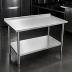 Thumbnail image #3 for John Boos Stallion ST6R1.5-3084SSK-X 84 x 30 Inch Stainless Steel Work Table, 16-Gauge Top, Rear Backsplash, Adjustable Undershelf