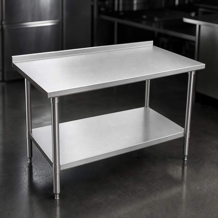 Product image #3 for John Boos Stallion 84" x 30" 16-Gauge Stainless Steel Work Table with 1-1/2" Rear Riser and Undershelf