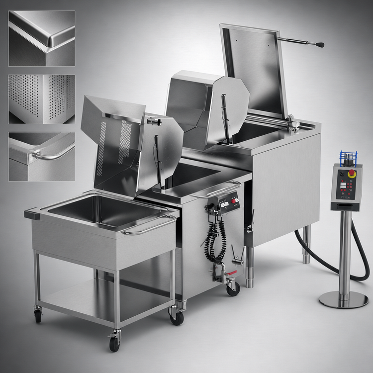 Product image #3 for Firex ULPCE2-64 Double Basin Electric Cook & Blanche Multicooker with 64 Gallon Capacity Per Basin