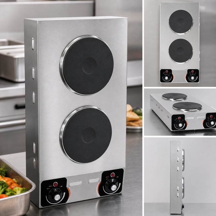 Product image #3 for Nemco 6310-3 Countertop Vertical Double Burner Electric Hot Plate, 25-1/2 Inch Wide, Brushed Stainless Steel
