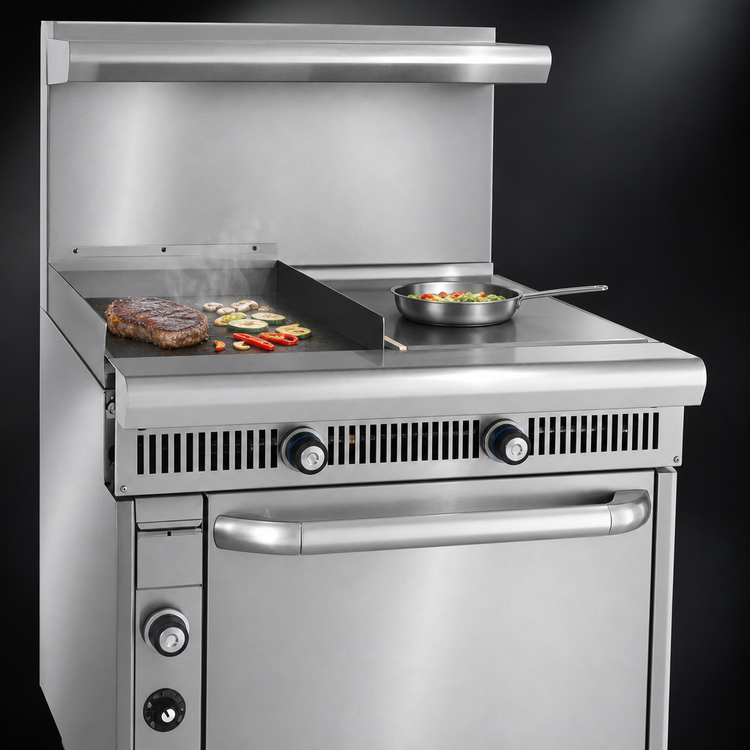 Product image #3 for Imperial Spec Series 36-Inch Heavy Duty Gas Range with 18-Inch Griddle, 18-Inch Hot Top, and Convection Oven