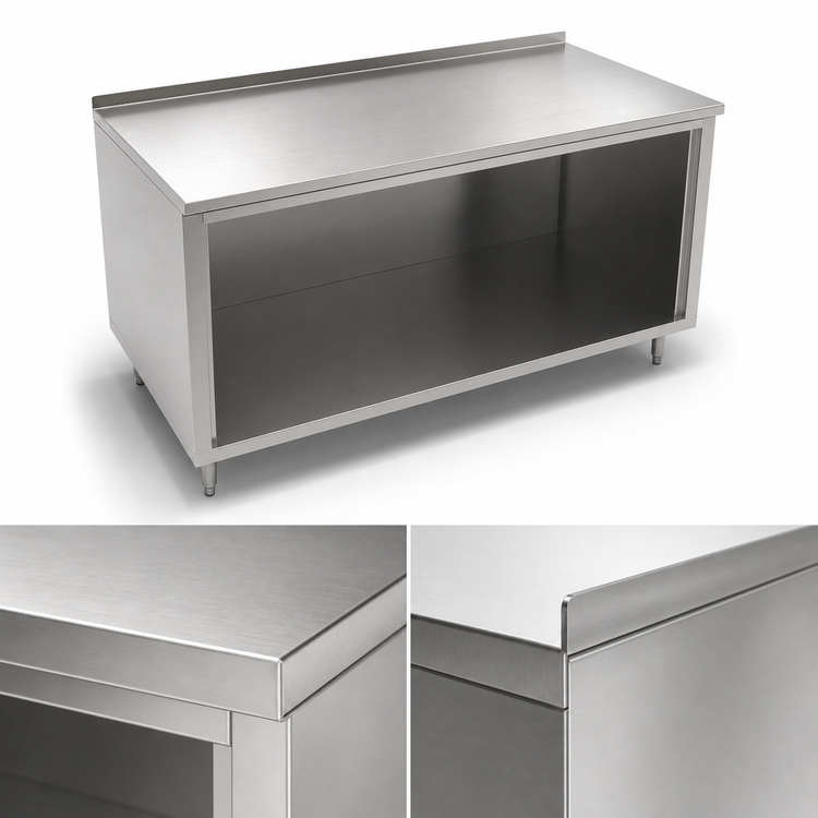 Product image #3 for John Boos 84-Inch x 24-Inch Stainless Steel Open-Front Cabinet Base Work Table with 1-1/2-Inch Rear Riser