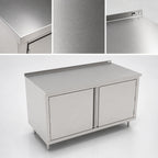 Thumbnail image #3 for John Boos 4CH6R1.5-2484 84"W x 24"D Enclosed Work Table, Cabinet Base with Hinged Doors, 16-Gauge 300 Series Stainless Top, 1-1/2" Rear Upturn