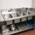 Thumbnail image #3 for BK Resources 48 x 24 Inch 4-Compartment Drop-In Sink with 5-Inch Riser and 2 Faucets