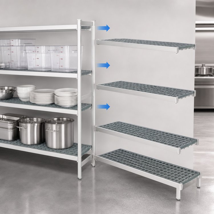Product image #3 for Fermostock 4-Tier Polymer Shelving Expansion Kit, 71-Inch High x 64-Inch Wide x 22-Inch Deep, Add-On Unit
