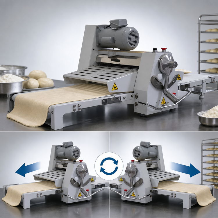 Product image #4 for BakeMax Countertop Reversible Dough Sheeter, 17 x 67 Inch Conveyor, 110V, 1/2 HP