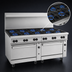 Thumbnail image #3 for Wolf Challenger XL 72-Inch Commercial Gas Restaurant Range with 12 Open Burners, Standard Oven and Convection Oven