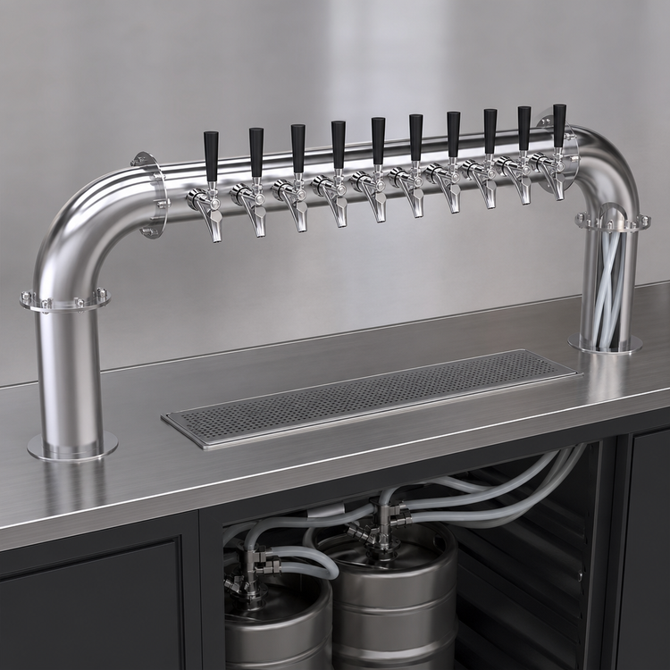 Product image #3 for Krowne 10-Faucet Pass-Through Glycol-Cooled Beer Tower, Brushed Stainless Steel
