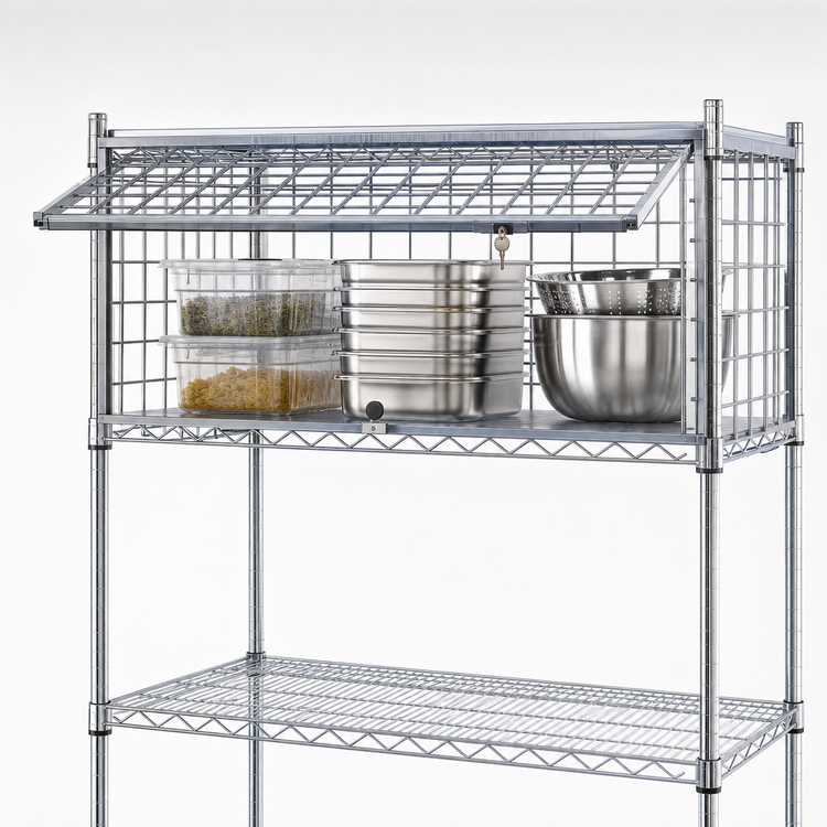Product image #3 for Eagle EAGLEbrite Zinc Security Enclosure Kit for Wire Shelving, 24 x 60 Inch, Flip-Up Door