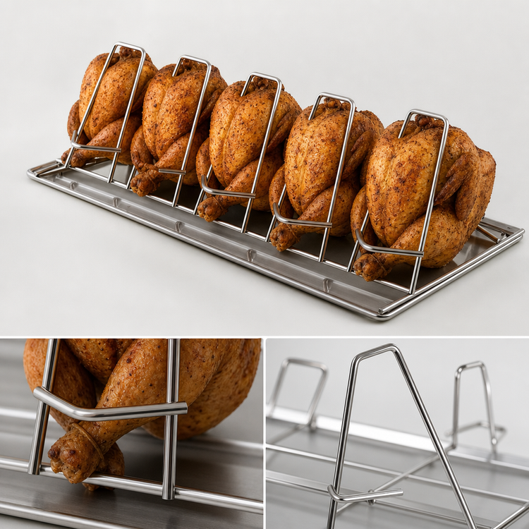 Product image #4 for 6-Piece Stainless Steel Self-Trussing Chicken Rack with Drip Guard