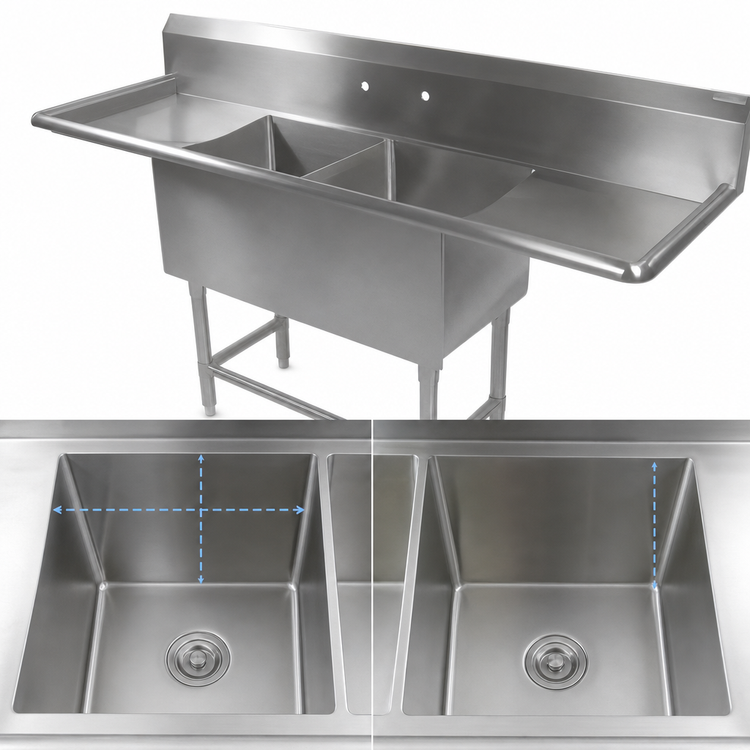 Product image #3 for John Boos Pro-Bowl 2-Compartment Stainless Steel Sink with Left & Right Drainboards