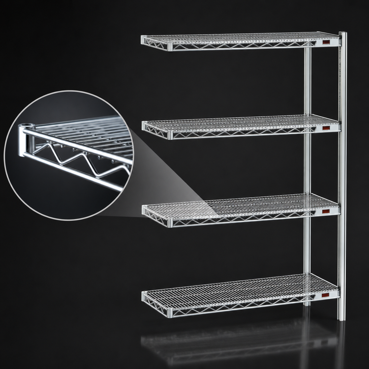Product image #3 for Eagle Group A4-74-2148C Add-On 4-Tier Wire Shelving Unit, 48 x 21 x 74 Inches, Chrome-Plated
