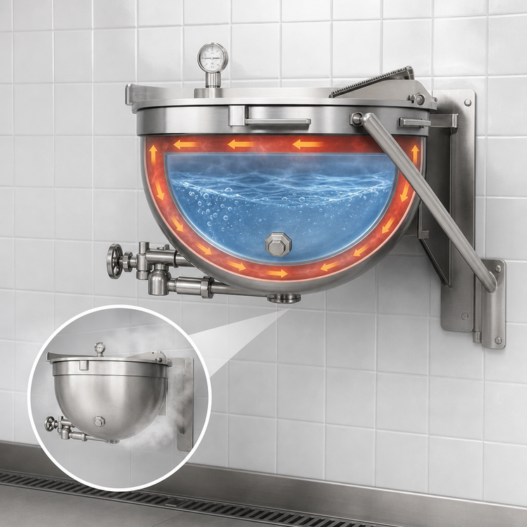 Product image #3 for Legion LSWT-20 20-Gallon Full Jacketed Stationary Wall-Mounted Direct Steam Kettle