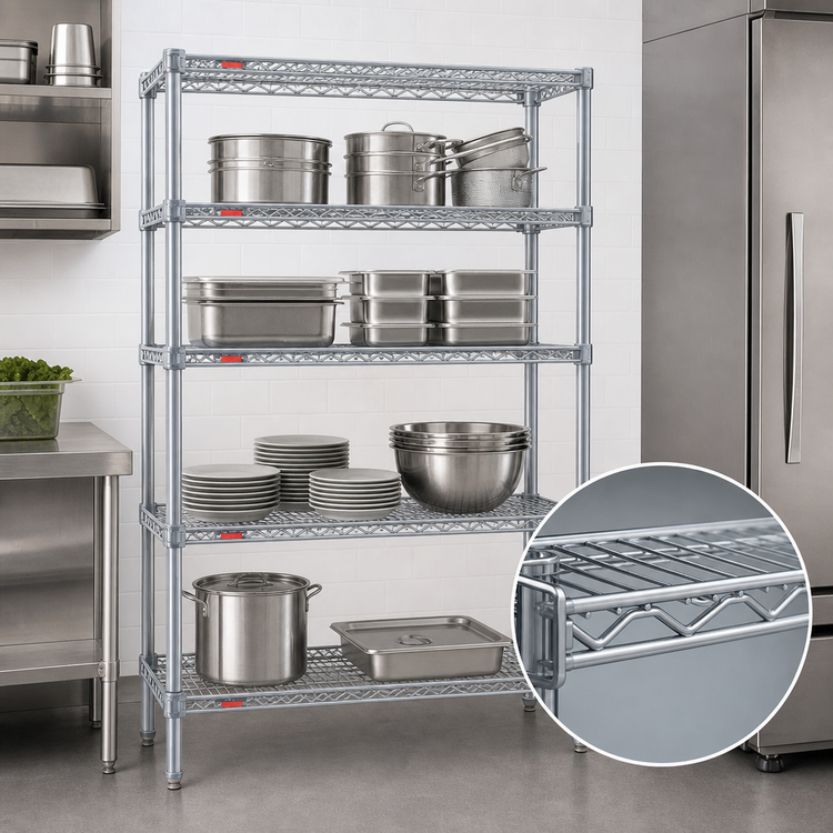 Product image #3 for Eagle Group Valu-Master 4-Tier Wire Shelving Starter Unit, 42W x 18D x 74H