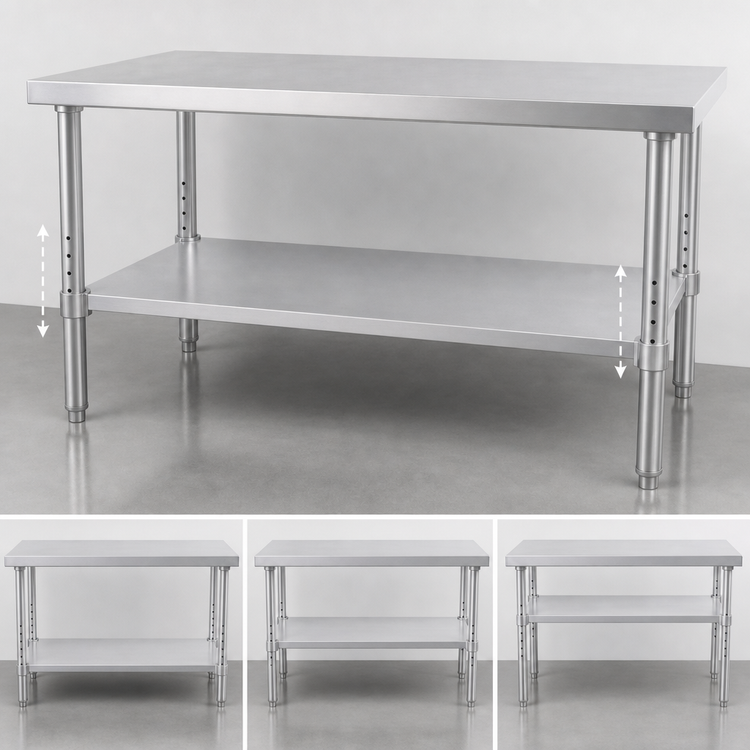 Product image #3 for Adjustable Stainless Steel Undershelf for 60 x 30 x 36-Inch Work Table