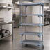 Thumbnail image #3 for Quantum Millenia Mobile Polymer Shelving Starter Unit with 5 Open Grid Shelves, 72 x 21 x 74 Inches, Gray