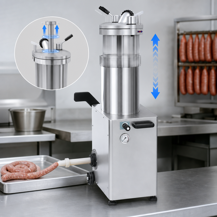 Product image #3 for Trento Automatic Vertical Hydraulic Piston Sausage Stuffer, 48 lb Capacity, Stainless Steel