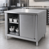 Thumbnail image #3 for Klinger's Trading 60-Inch Stainless Steel Enclosed Work Table with Sliding Doors and Shelf
