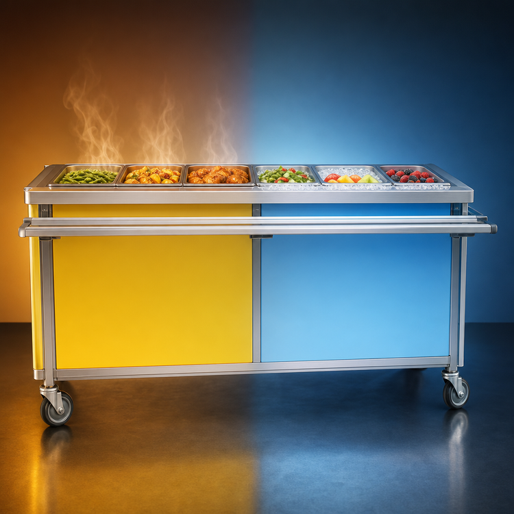 Product image #3 for Director's Choice Mobile Hot/Cold Dual Operation Food Table, 96-Inch, 6-Pan Capacity