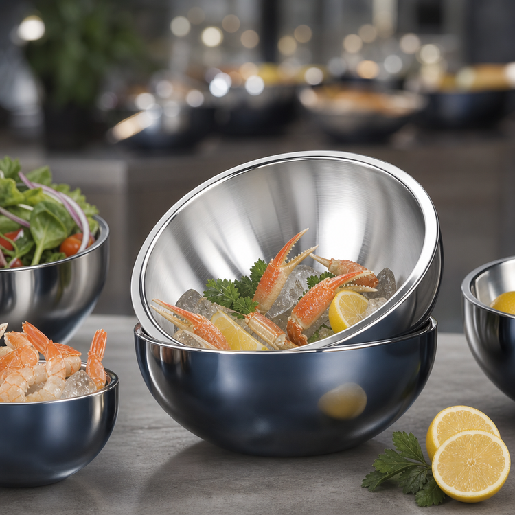 Product image #3 for American Metalcraft AB8 Angled Double-Wall Stainless Steel Bowl, 54 oz., 8 Inch Diameter