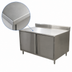 Thumbnail image #3 for BK Resources 24 x 24 Inch Stainless Steel Enclosed Work Table with Cabinet Base, Hinged Doors, and 5-Inch Back Riser