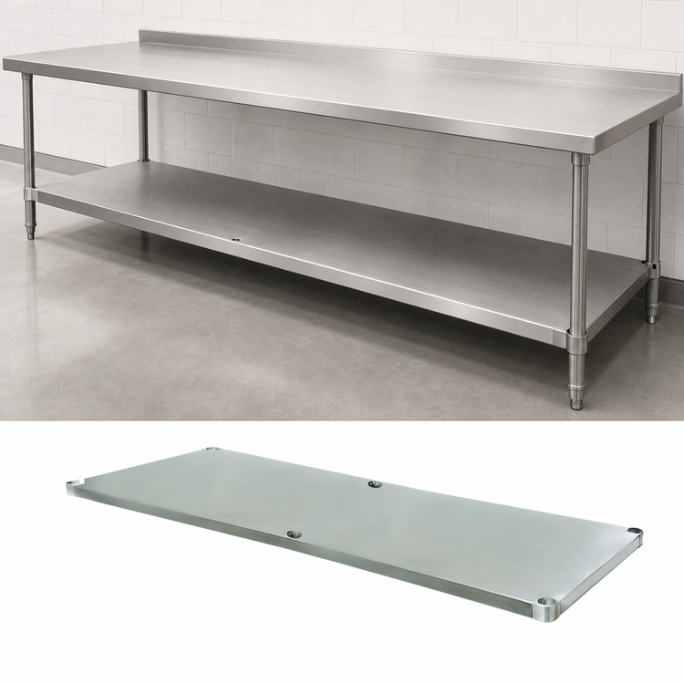 Product image #3 for Advance Tabco 132" x 36" 18-Gauge 400-Series Stainless Steel Work Table Undershelf